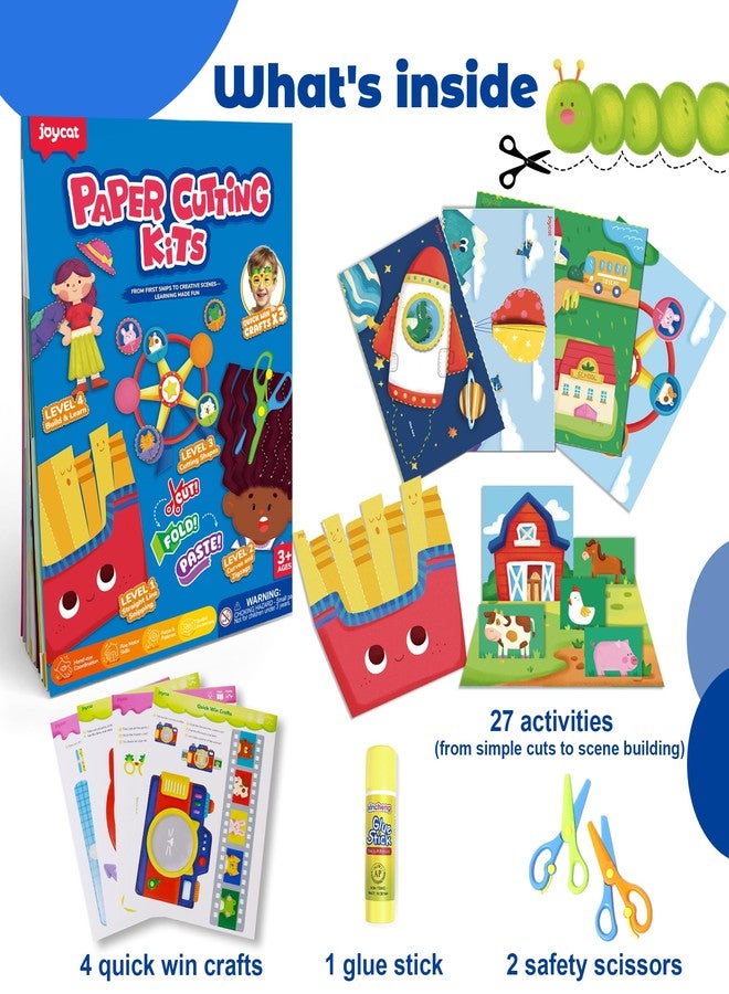 JoyCat Toddler Scissor Skills Activity Book, 4 Progressive Levels to Learn Cutting for Kids Ages 3-6, 27 Fun Crafts with Child-Safe Scissors, Develop Fine Motor Skills, Ideal Christmas Gift & Arts and Crafts - Image 2