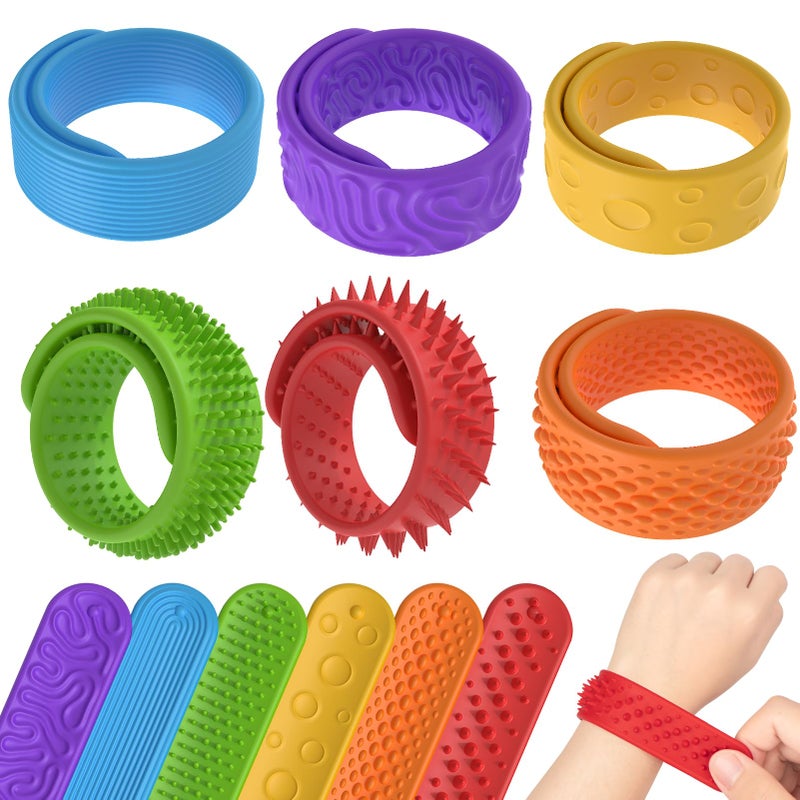 DODOLOL Slap Bracelets Textured Silicone Fidget Bracelet for AutismADHDAnxiety Relief Sensory Calming Tools Special Needs Must HavesAutistic Classroom ToysAutisma Relieve Stress for Kids Adults 6 Pack - Image 3