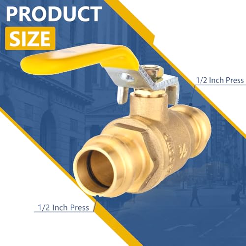 GUOFIS 12Inch Copper Press X Press Ball Valve for Copper TubingBrass Full Port Water Stop Shut Off Ball Valve14 Turn with EPDM OringPack of 5VALVE2425Pack - Image 3