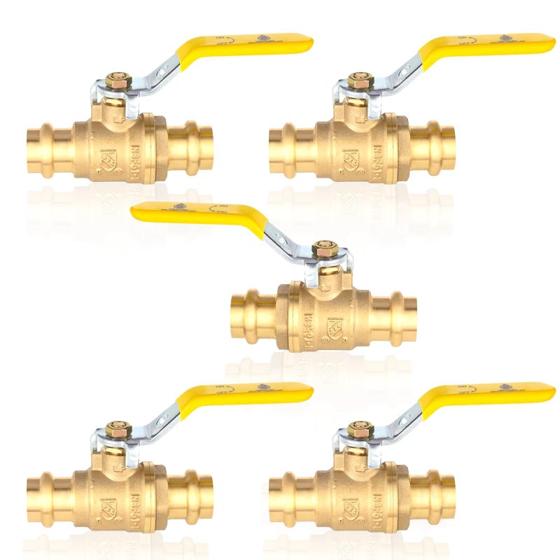 GUOFIS 12Inch Copper Press X Press Ball Valve for Copper TubingBrass Full Port Water Stop Shut Off Ball Valve14 Turn with EPDM OringPack of 5VALVE2425Pack - Image 2