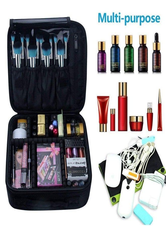 Foscadit Makeup Cosmetic Storage Case with Adjustable Compartment | Professional Cosmetic Makeup Kit Storage Organizer Black (26x24x9cm) - Image 3