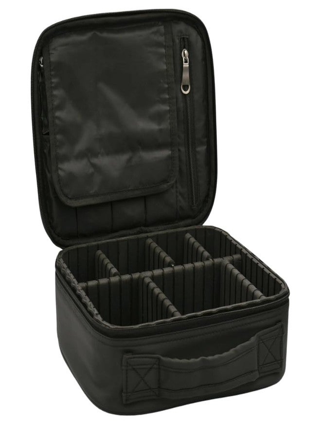 Foscadit Makeup Cosmetic Storage Case with Adjustable Compartment | Professional Cosmetic Makeup Kit Storage Organizer Black (26x24x9cm) - Image 1