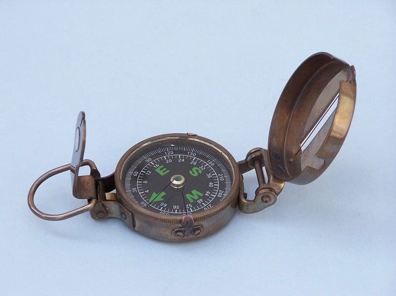 Hampton Nautical 3xglass-101 Antique Brass Military 4"-Vintage Hand Held Compass - Image 5