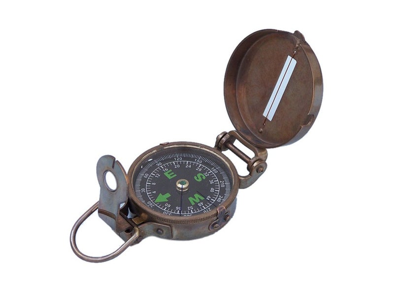 Hampton Nautical 3xglass-101 Antique Brass Military 4"-Vintage Hand Held Compass - Image 1