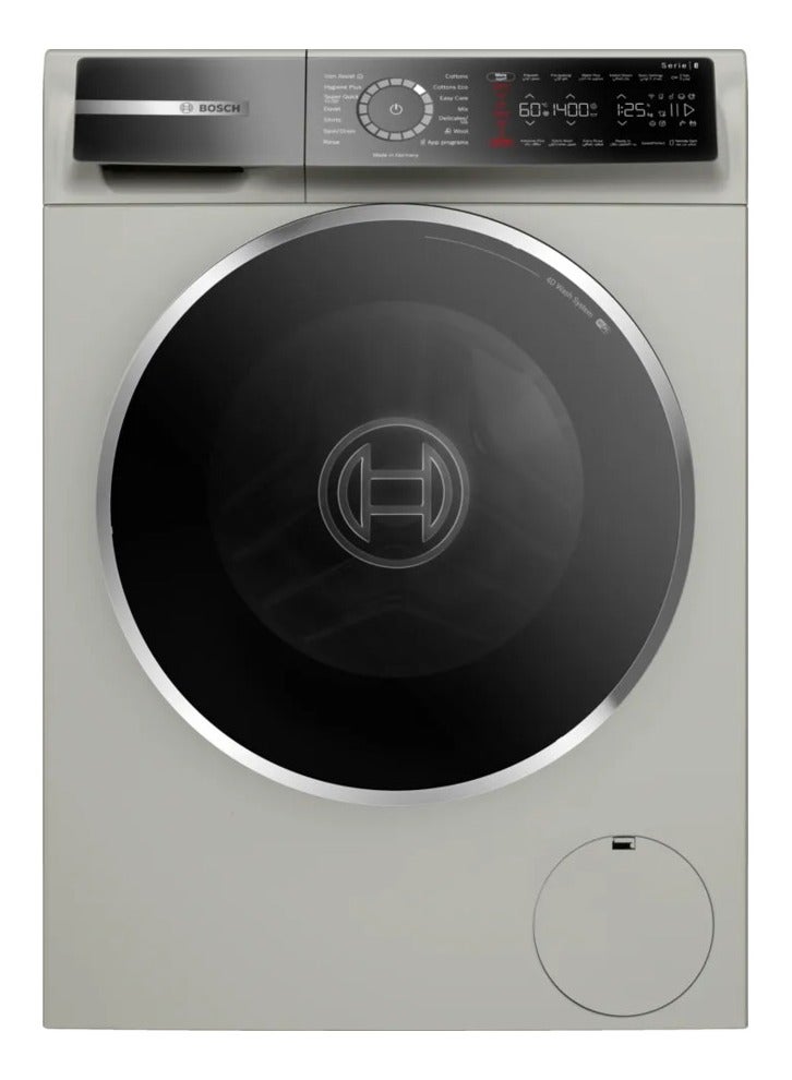 BOSCH Series 8, washing machine, frontloader fullsize, 9 kg, 1400 rpm, Silver inox, made in Germany WGB2440XEG Graphite - Image 1
