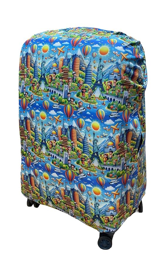 Travelsky Elastic Polyester Dust Protector Luggage Covers Set of 3 (Small, Medium, Large, Multisize) (Travel Accessories, Kids Blue) - Image 3