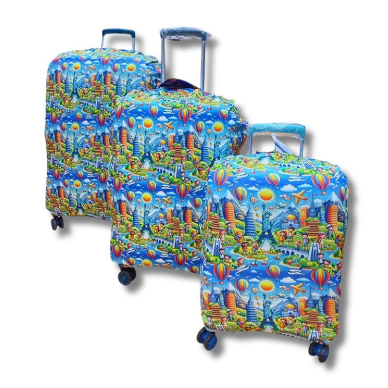 Travelsky Elastic Polyester Dust Protector Luggage Covers Set of 3 (Small, Medium, Large, Multisize) (Travel Accessories, Kids Blue) - Image 5