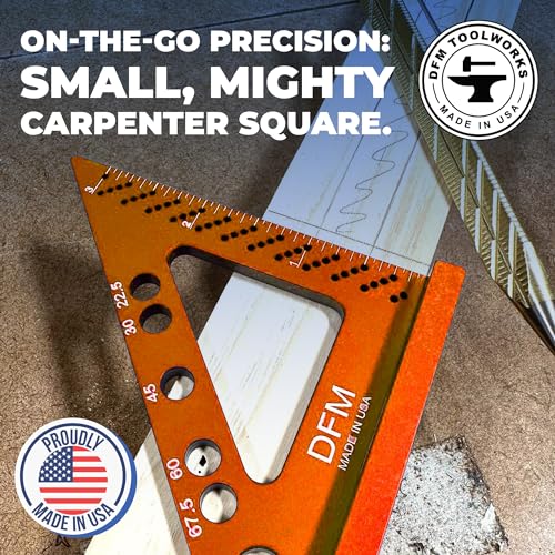 DFM Tool Works DFM Small Carpenters Work Tools w/Fixed Miter Angle Pin - Precision Woodworking - 3.5" x 3.75" Size for Pocket 1/16" Scribe Holes 5 x 1/4" Pin Holes - Made in USA - English Blue - Image 4