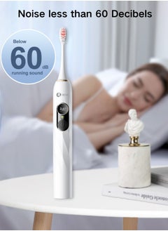 Reva V3 Dual Display Sonic Electric Toothbrush For Adults With Pressure-Sensitive Sensor And 200 Days Battery Life, IPX7 Waterproof 5 Modes 4 Brush Heads Type-C Rechargeable Electronic Toothbrush (White)  - Image 5