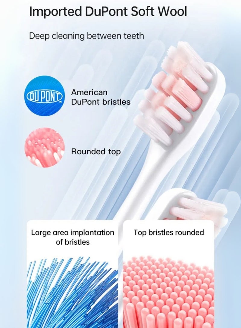 Reva Reva Sonic Electric Toothbrush(V3) – Dual Display, Pressure Sensor, 200-Day Battery, 5 Modes, 4 Heads, Type-C, Waterproof – White - Image 3