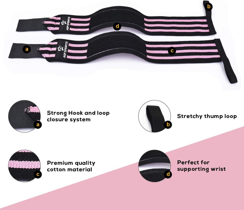 AQF Wrist Wraps for Weightlifting - USPA & IPL Approved 18" Gym Wrist Support with Thumb Loop - Heavy Duty Lifting Wrist Straps for Fitness, Workout, Powerlifting, & Bodybuilding (Pair) - Image 3