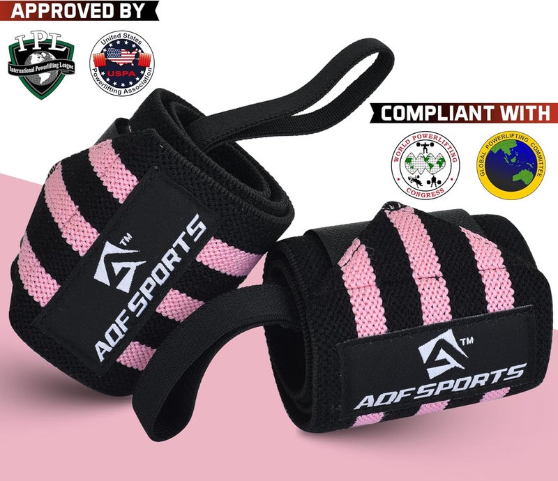 AQF Wrist Wraps for Weightlifting - USPA & IPL Approved 18" Gym Wrist Support with Thumb Loop - Heavy Duty Lifting Wrist Straps for Fitness, Workout, Powerlifting, & Bodybuilding (Pair) - Image 2
