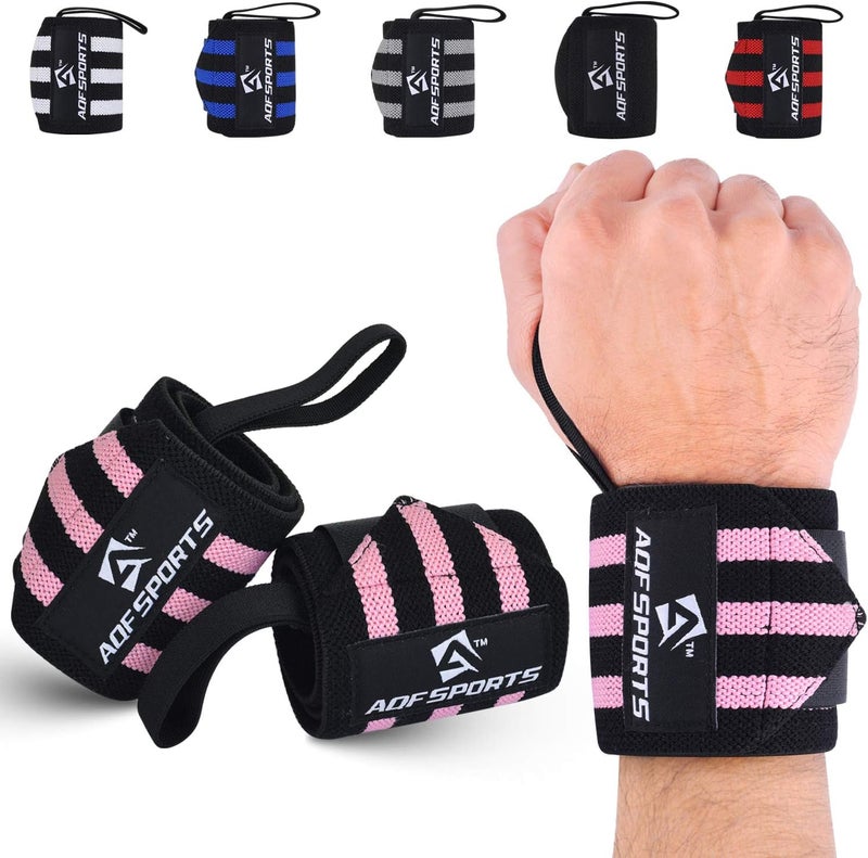 AQF Wrist Wraps for Weightlifting - USPA & IPL Approved 18" Gym Wrist Support with Thumb Loop - Heavy Duty Lifting Wrist Straps for Fitness, Workout, Powerlifting, & Bodybuilding (Pair) - Image 1