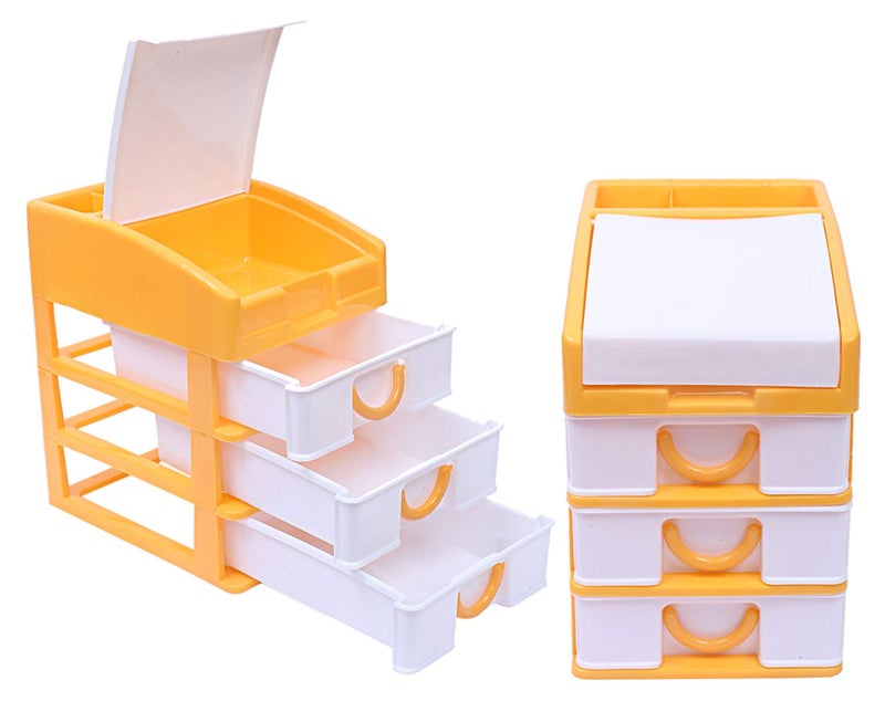 Kuber Industries Kuber Industries Plastic 2 Pieces Four Layer Drawer Storage Cabinet Box YellowCTKTC13140 Standard  - Image 1