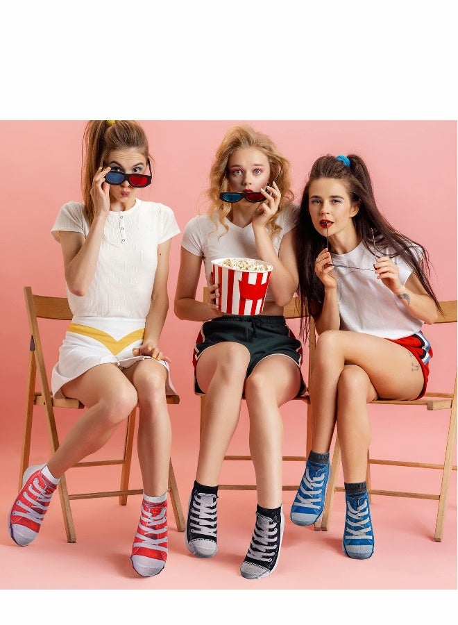 5 Pairs 3D Pattern Socks Women Print Manicure Flip Flop Casual Personalized with Feet Printed on Them Funny Comfort Running Low Cut Ankle - Image 3