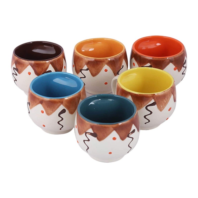 MARINER'S CREATION Ceramic Tea Cup - 6 Pieces, Multicolour - Image 4