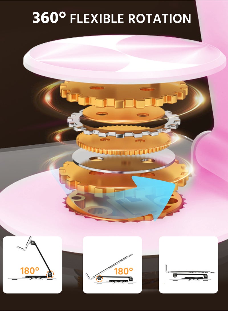 iPad Stand, 360° Rotating Base, Foldable and Adjustable Height, Easy to Carry, Suitable for Computers, Tablets, E-Readers - Image 4