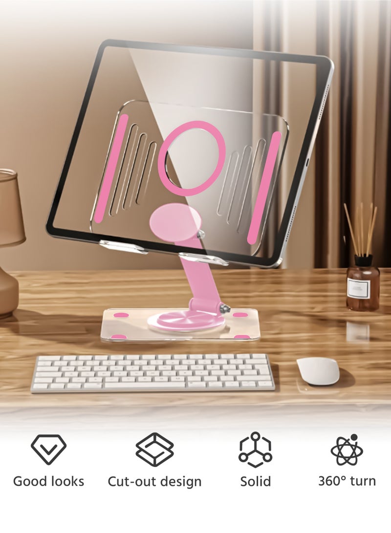 iPad Stand, 360° Rotating Base, Foldable and Adjustable Height, Easy to Carry, Suitable for Computers, Tablets, E-Readers - Image 2