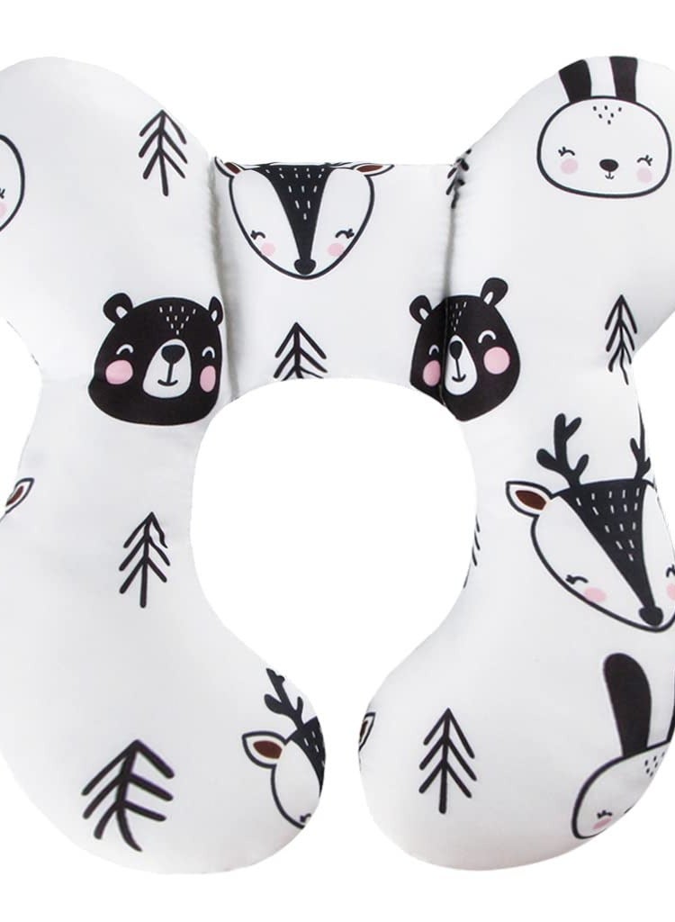 إكسفور وسادة سفر مطورة للأطفال لدعم الرأس والرقبة - وسادة مريحة لرقبة الطفل لمقعد السيارة وعربة الأطفال والسفر (تصميم الدب) - Image 1