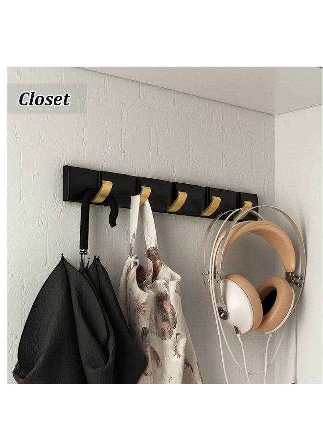 Folding Towel Hanger with 4 Hooks, 12.5 Inch Wall-Mounted Coat Rack Space-Saving Wall Coat Rack Modern Design Coat Rack Wall Mounted for Hanging Coats, Hats, Scarves, Umbrella and Keys  - Image 4