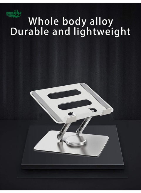 Koolife Desktop Stand, 360 Degree Rotating Aluminum Alloy Laptop Stand, Foldable & Portable, Deep Space Gray