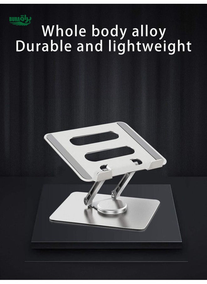 BURAQ - Koolife Desktop Stand, 360 Degree Rotating Aluminum Alloy Laptop Stand, Foldable & Portable, Deep Space Gray - Image 1