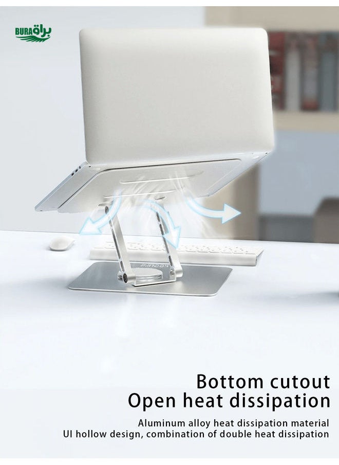 BURAQ - Koolife Desktop Stand, 360 Degree Rotating Aluminum Alloy Laptop Stand, Foldable & Portable, Deep Space Gray - Image 1