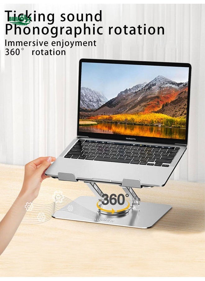 BURAQ - Koolife Desktop Stand, 360 Degree Rotating Aluminum Alloy Laptop Stand, Foldable & Portable, Deep Space Gray - Image 1