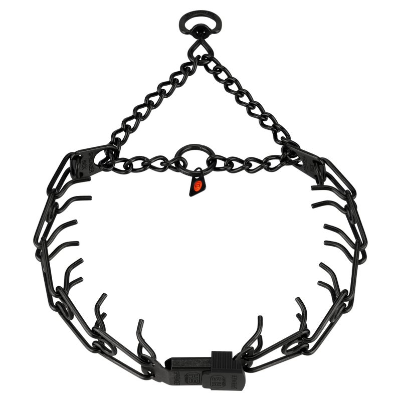 Herm Sprenger Black Stainless Steel Dog Collar with Centered Quick Release ClicLock Buckle Training Pinch Collar for Small Medium Large Dogs Made in Germany (25in x 3.2mm(Neck Size up to19-20in))