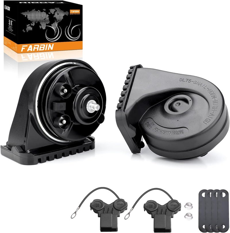 FARBIN Car Horn Compatible with Toyota/Lexus/Subaru etc. 12V Waterproof Auto Horn Loud High/Low Tone Electric Snail Horns with Protective Grill (black horn with plug for Toyota) - Image 1