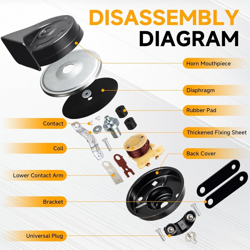 FARBIN Car Horn Compatible with Toyota/Lexus/Subaru etc. 12V Waterproof Auto Horn Loud High/Low Tone Electric Snail Horns with Protective Grill (black horn with plug for Toyota) - Image 5