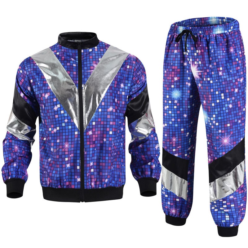 Cross Border 80 s Disco Sportswear Jacket and Pants Jogging Suit Retro Style 80 s Theme Party Starlight sportswear