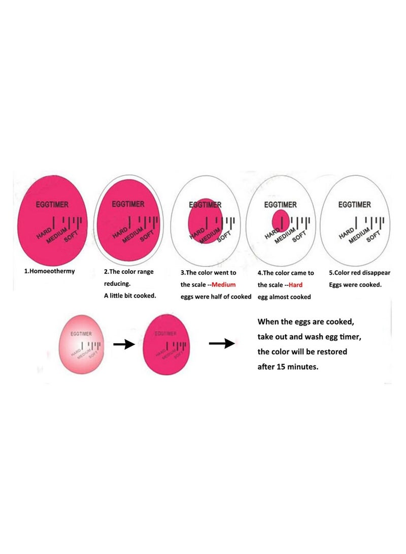 مؤقت بيض متغير اللون، عبوتين من مؤقت البيض الحساس للحرارة في الماء المغلي للمطبخ  - Image 5
