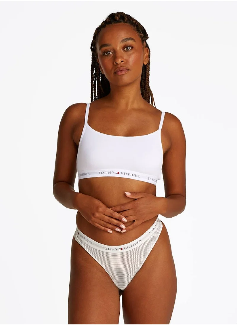 TOMMY HILFIGER Women's 2-Pack Logo Underband Non-Wired Bralettes - Cotton, White