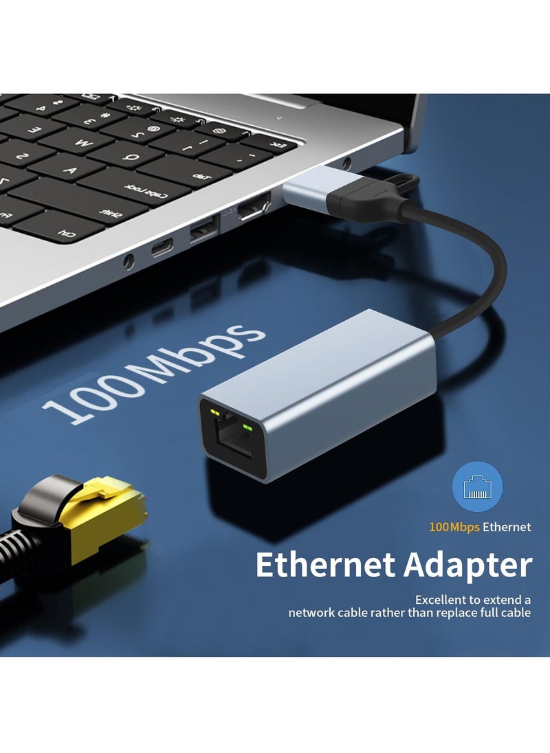 SYOSI SYOSI USB to Ethernet Adapter, USB 3.0/USB C to RJ45 Ethernet Adapter, 100Mbps LAN Adapter, Type C Thunderbolt 3 LAN Network Adapter for Tablet/Mobile/PC/MacBook/Windows/Surface Pro, etc  - Image 2
