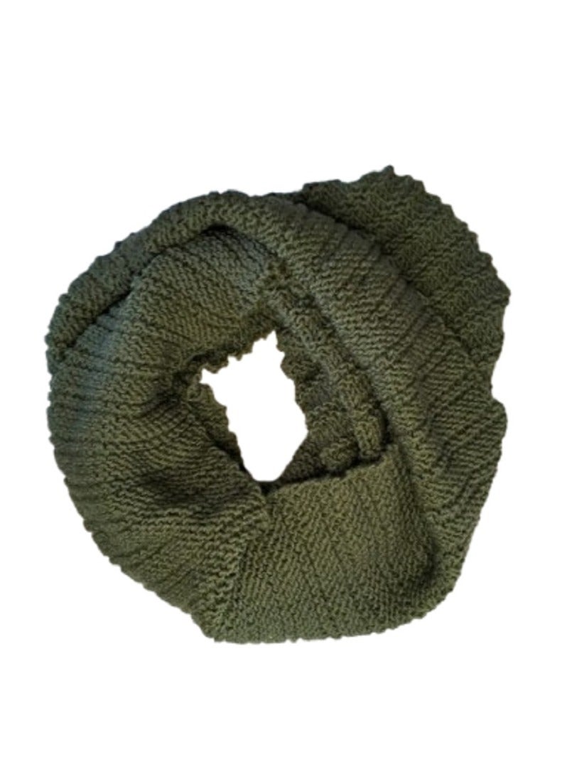 Handmade Infinity Olive Wool Scarf
