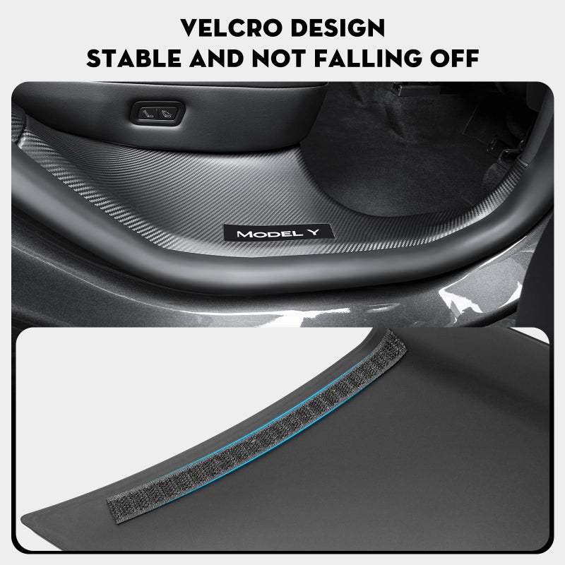 KUNIST 8PCS Door Sill Protector for Tesla Model Y Juniper Door Entry Guard Anti-Kick Full Protect Door Entry Cover for 2025-2026 New Model Y Juniper Interior Accessories(Carbon Fiber Pattern) - Image 5