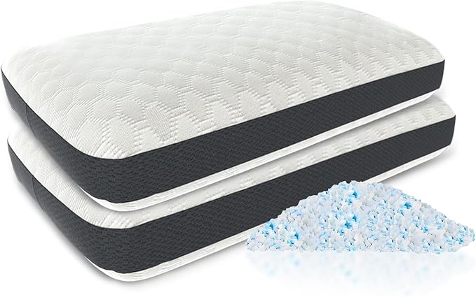 CareFoam وسادة كير فوم من رغوة الذاكرة المقطعة – قابلة للتعديل، تبريد، دعم قوي للنائمين على الجانب والظهر والبطن – غطاء قابل للغسل والإزالة – حجم كينج، عبوة من 2 - Image 5