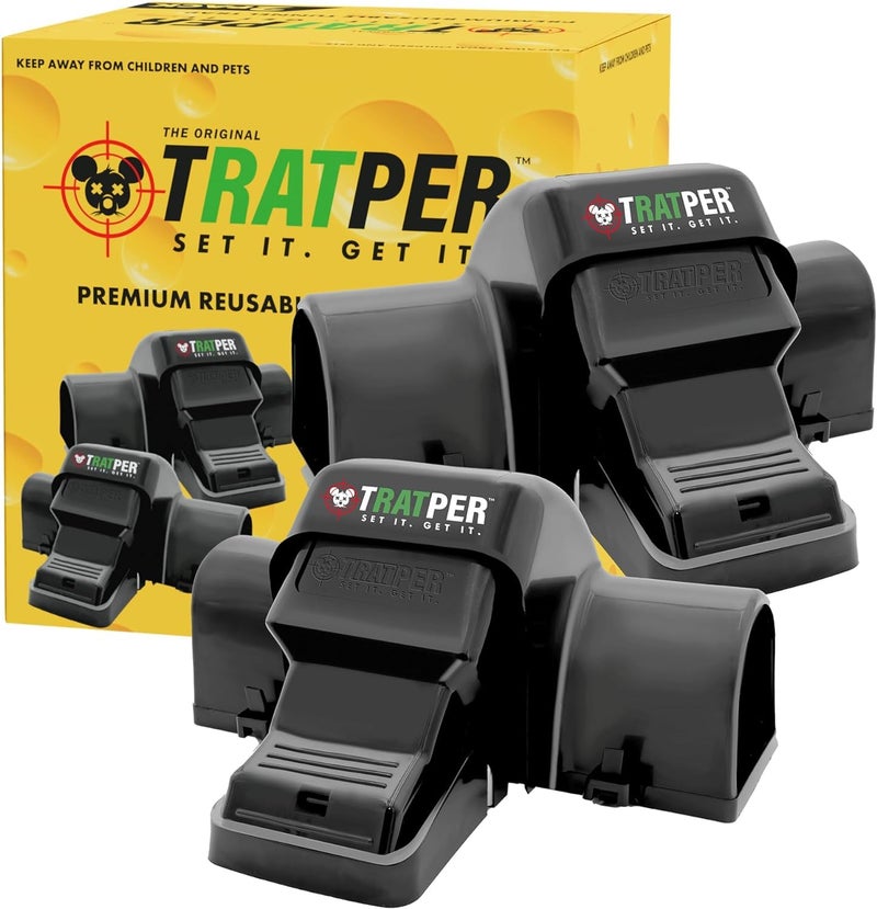 TRATPER Rat and Chipmunk Traps. Prevents Accidental Triggering with Dual Tunneled Design. Covered Snap Traps for Humane Kill, Reusable, Pest Control for Rats, Indoor & Outdoor Use. 2 Pack - Image 1