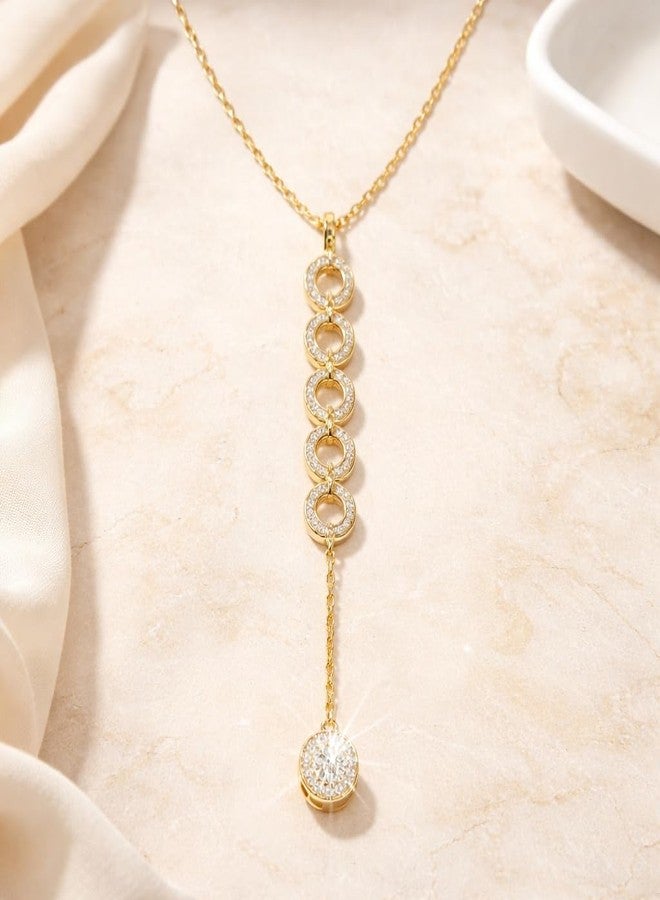 ميناز قلادة ميناز الذهبية بتصميم دائري متدلي للنساء، سلسلة قابلة للتعديل مرصعة بأحجار ألماس أمريكي، هدية أنيقة لعيد الحب أو ذكرى الزواج أو عيد الميلاد -220 - Image 3