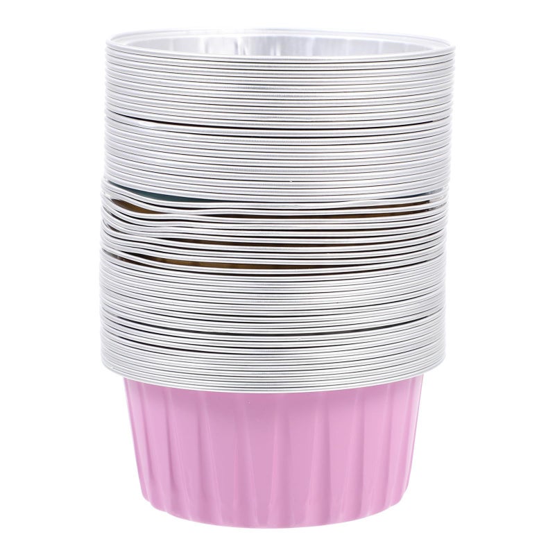50 Pieces Thickened Aluminum Foil Baking Cups Muffin Pud Cup Cake Liners Gold Red Pink Light Blue Silver Oven Safe DIY Dessert Container - Image 2