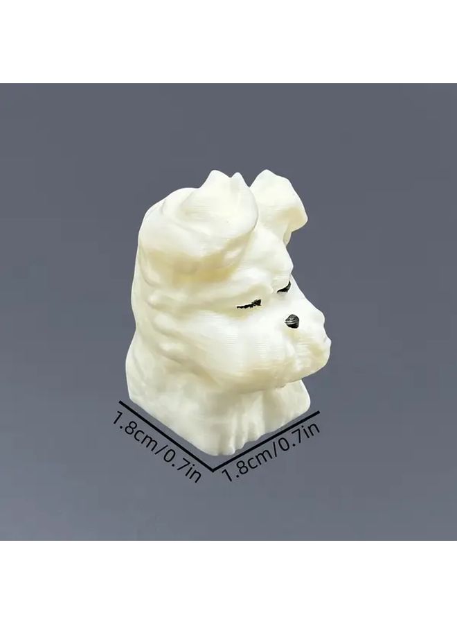 White Scribble Dog Keycap SA Height ABS Compatible with Mechanical Keyboards - Image 2