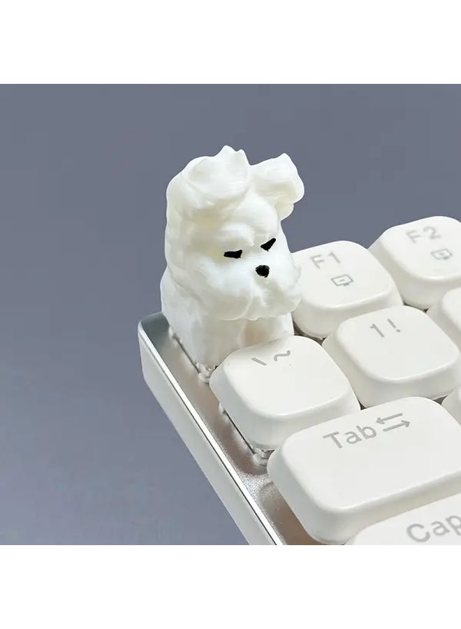 White Scribble Dog Keycap SA Height ABS Compatible with Mechanical Keyboards - Image 5