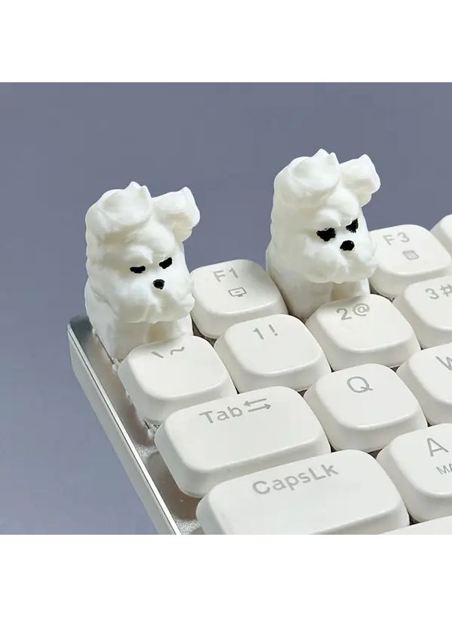 White Scribble Dog Keycap SA Height ABS Compatible with Mechanical Keyboards - Image 1