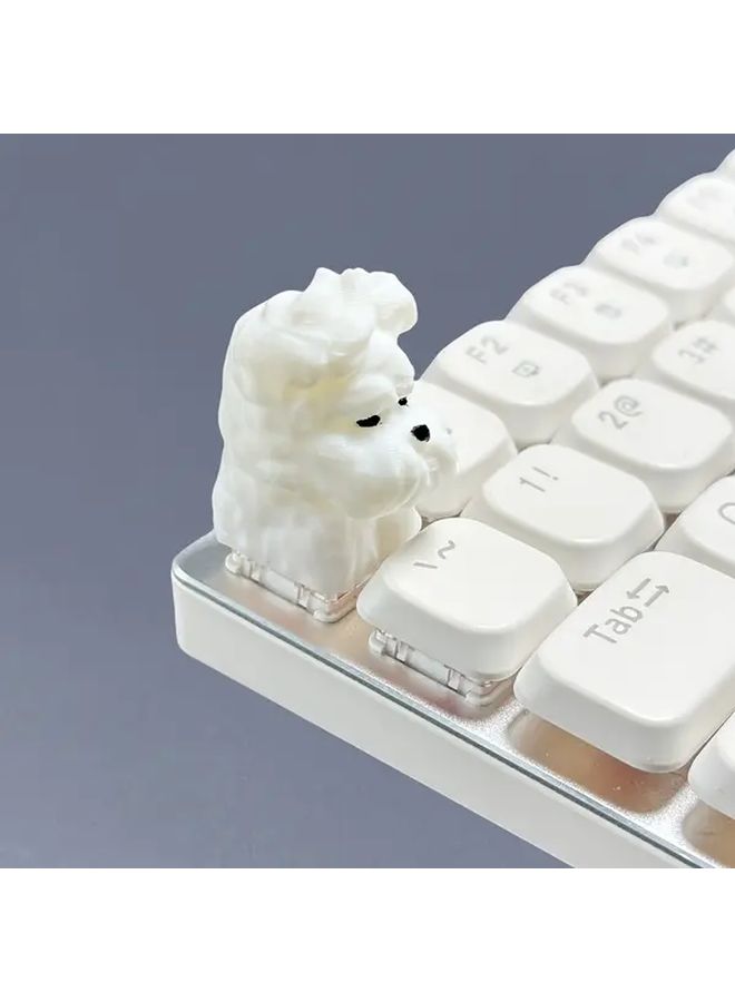 White Scribble Dog Keycap SA Height ABS Compatible with Mechanical Keyboards - Image 4