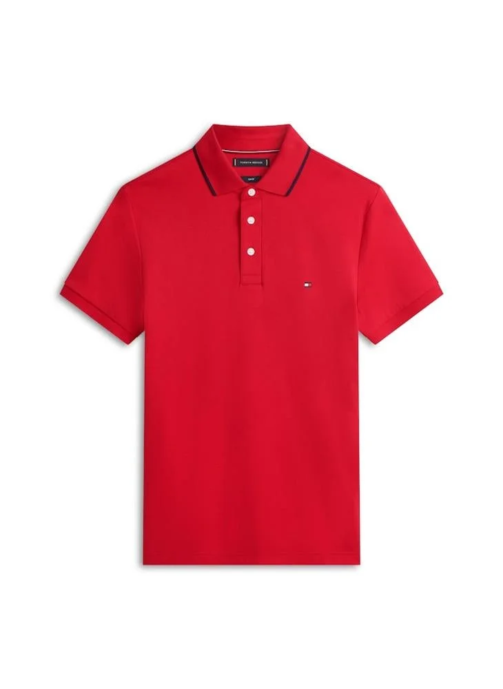 TOMMY HILFIGER  Slim Fit Tipped Interlock Knit Polo Shirt for Men | Best Price UAE