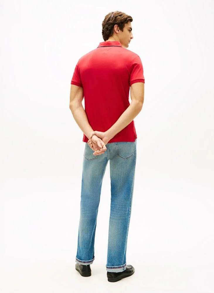 TOMMY HILFIGER  Slim Fit Tipped Interlock Knit Polo Shirt for Men | Best Price UAE
