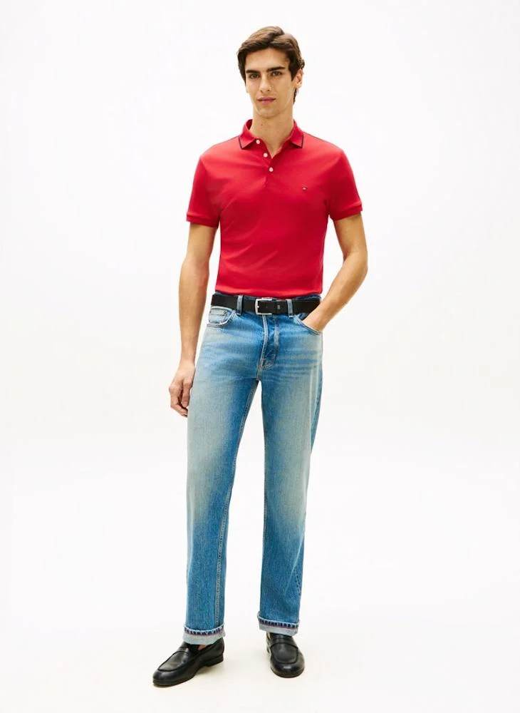 TOMMY HILFIGER  Slim Fit Tipped Interlock Knit Polo Shirt for Men | Best Price UAE
