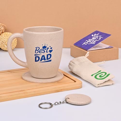 Eha Biodegradable Earth-Friendly Best Dad Ever Coffee Mug | Best Gift for Father's Birthday | Gift for Father | Set of 1 | 300 ml | Coffee Mug | Made with Rice Husk| Sand Castle - Image 1
