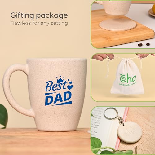 Eha Biodegradable Earth-Friendly Best Dad Ever Coffee Mug | Best Gift for Father's Birthday | Gift for Father | Set of 1 | 300 ml | Coffee Mug | Made with Rice Husk| Sand Castle - Image 3
